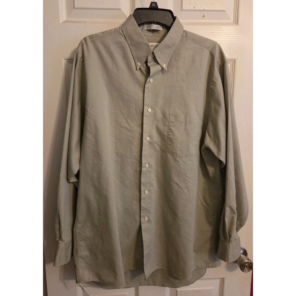 Van Heusen shirts mens Nailhead Pinpoint 17 34/35 Gray Dress Shirt Long Sleeve